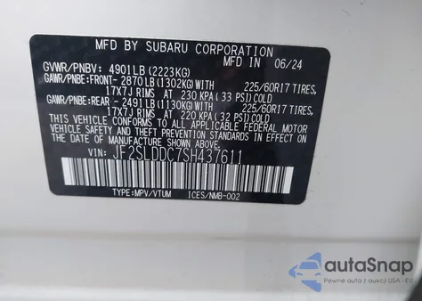 2025 Subaru Forester Premium из США, поврежденный, VIN JF2SLDDC7SH437611